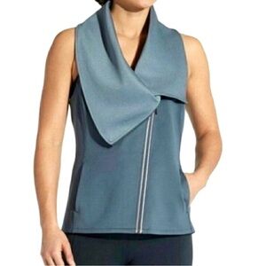 Calia Asymmetrical Zip Scuba Vest Size S Slate Blue Athletic Athleisure Pristine